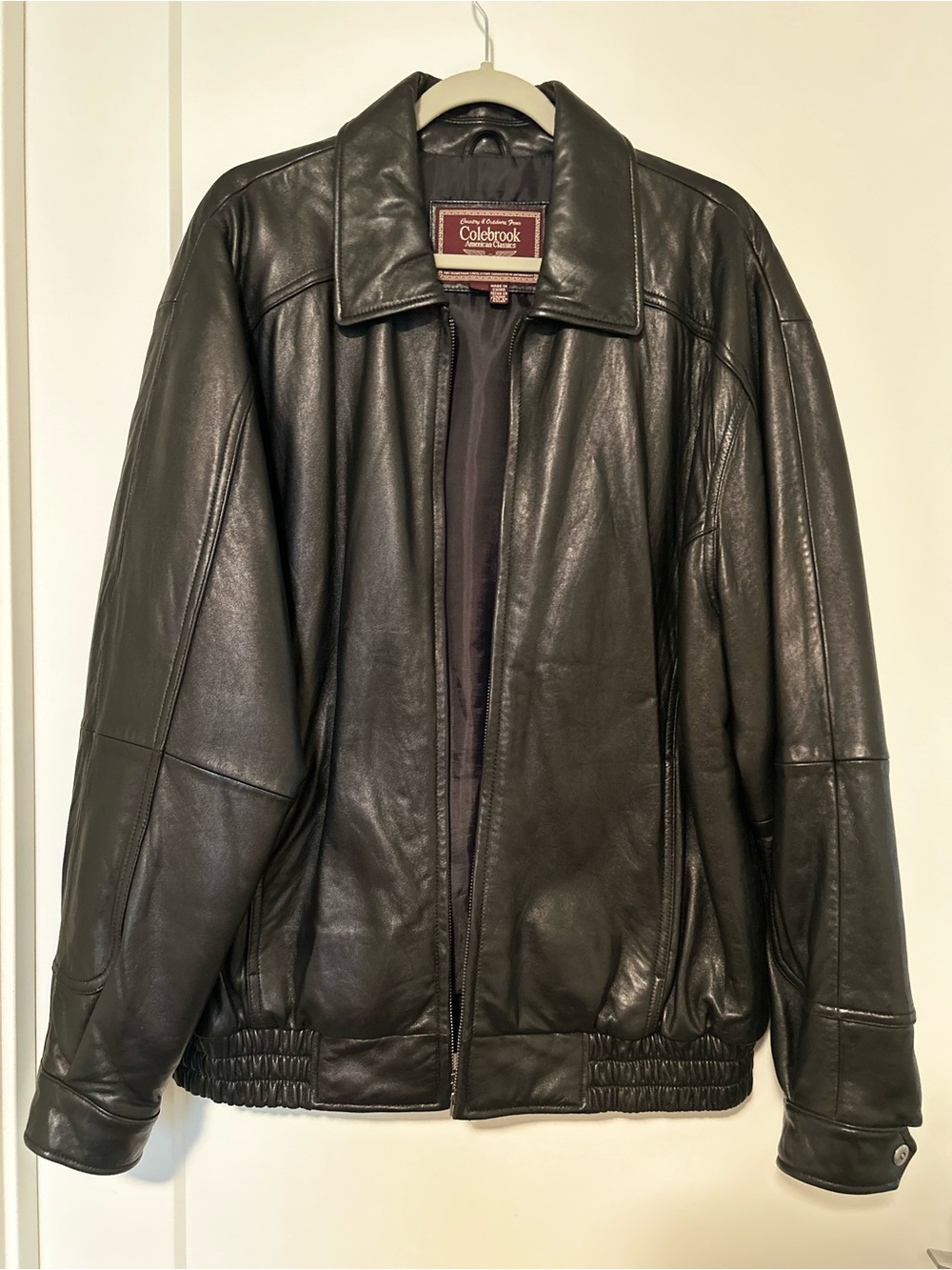 Colebrook Men's Black Leather Bomber Jacket